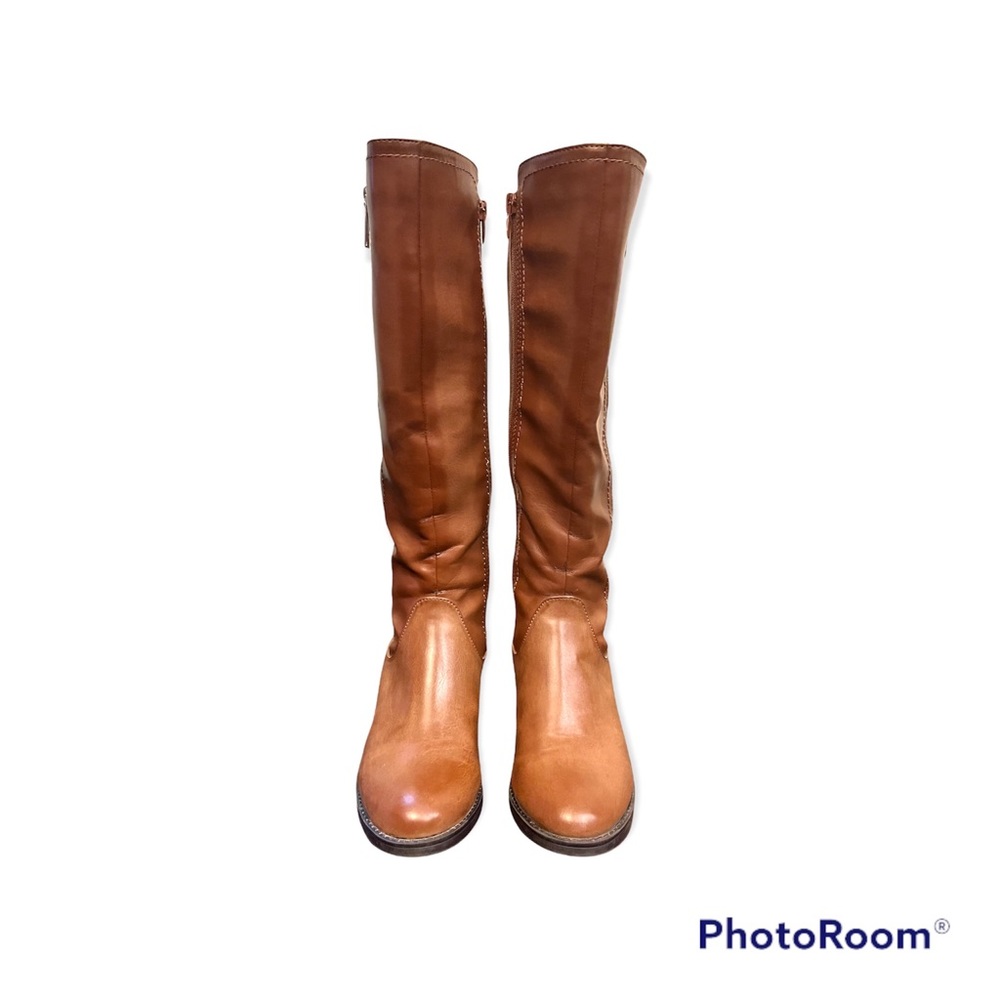 Nickels Womens Highrider boot Brown round toe Inside zipper Elastic stretch calf